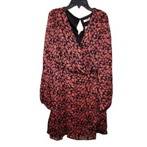 New LUSH Floral Print Long Sleeve V Neck Mini Dress